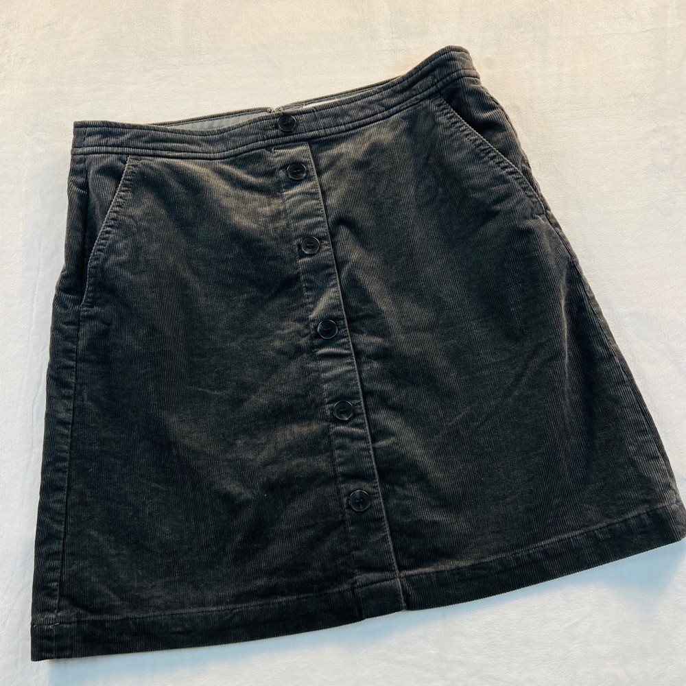 J.Crew Womens Gray Corduroy Button Front Mini Skirt Size 6 A-Line Pockets 1087